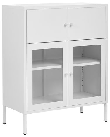 Buffet avec vitrine en verre ESHOLT Métal 80 cm Blanc