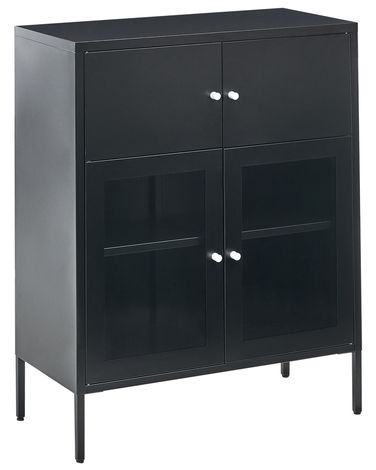 Buffet avec vitrine en verre ESHOLT Métal 80 cm Noir