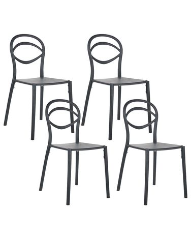 Set of 4 Garden Chairs COVOLO Black
