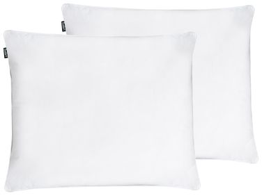 Set of 2 Bed Pillows VIHREN Low Duck Feathers and Down 50 x 60 cm White