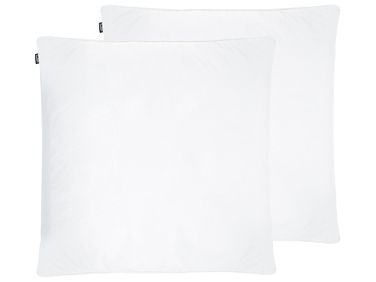 Set of 2 Bed Pillows FELDBERG High Duck Feathers and Down 80 x 80 cm White