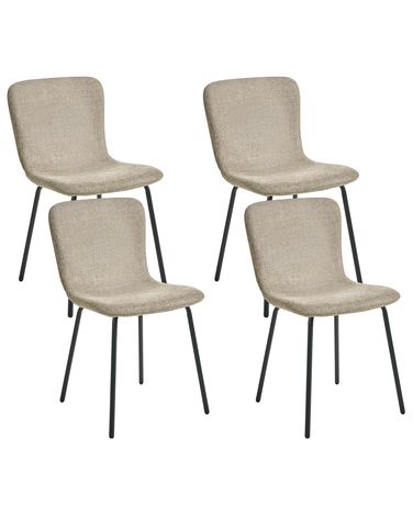 Set of 4 Dining Chairs CALDWELL Fabric Beige