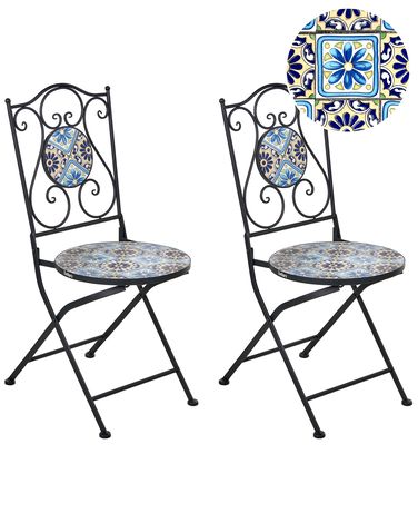 Set of 2 Garden Chairs AGGIUS Folding Metal Black