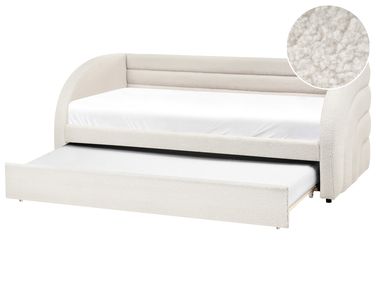 Trundle Bed Boucle ALBIAC 90 x 200 cm (EU Single) White