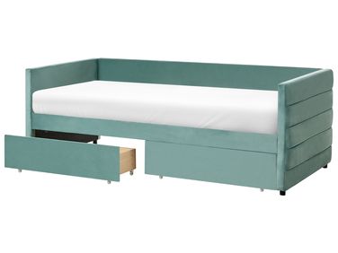 Daybed with Storage Velvet MARRAY 90 x 200 cm (EU Single) Mint Green