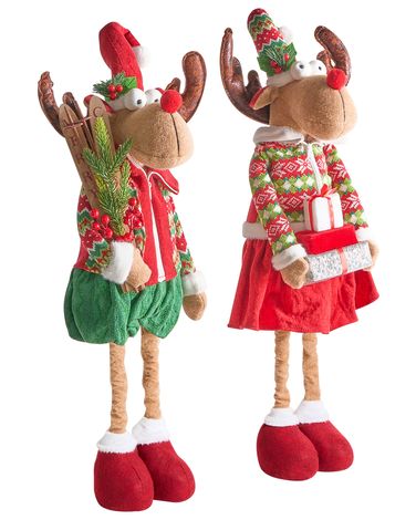 Set van 2 kerstdecoraties ULDALSANA Rendier 66-95 cm Meerkleurig