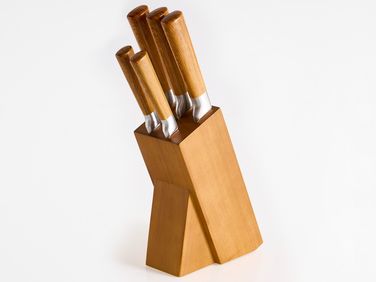 Set of 5 Knives in Block TOCHIGI Brown
