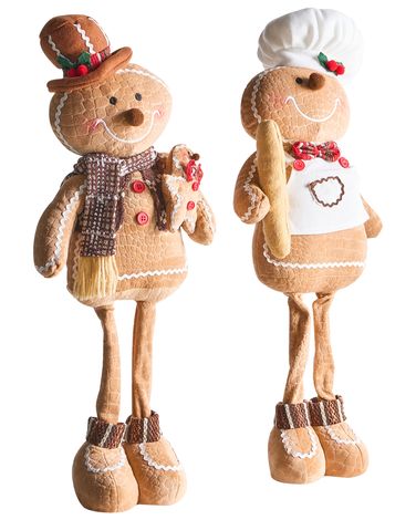 Set van 2 kerstdecoraties EIKEREN Peperkoekmannetje 55 cm Bruin