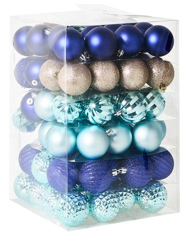 Set of 96 Baubles PIELINEN Blue