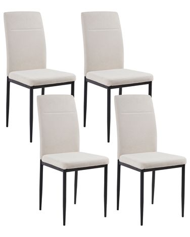 Set of 4 Dining Chairs RINER Fabric Light Beige