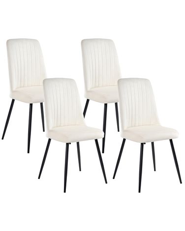 Set of 4 Dining Chairs KIRBY Velvet Off-White