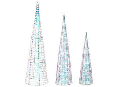 Set of 3 Christmas Decorations LED SONDER Christmas Tree 40/60/80 cm White