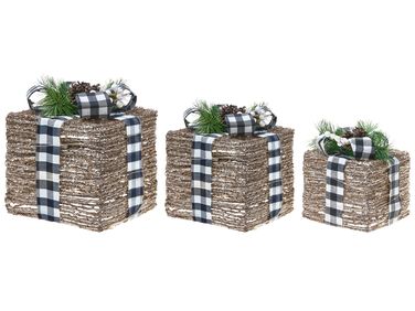 Set of 3 Christmas Decorations LED ARRESKOV Christmas Gifts 20/25/30 cm Brown