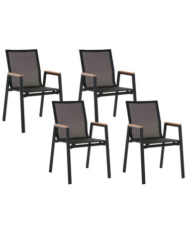 Set of 4 Garden Chairs TIANO Metal Black