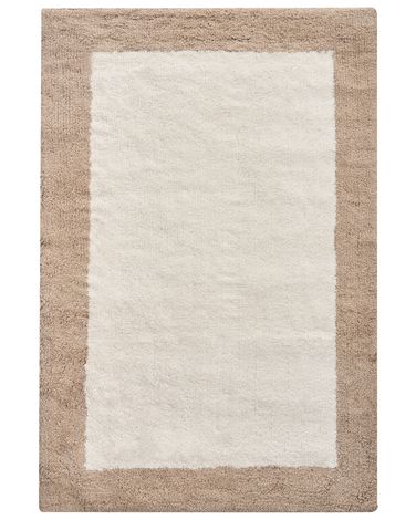 Tapis de bain KABRI Marron/beige 60 x 90 cm Coton