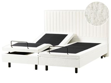 Verstelbaar bed Bouclé CASTELLAN 180 x 200 cm Gebroken wit