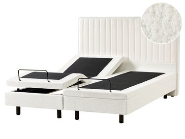 Verstelbaar bed Bouclé CASTELLAN 160 x 200 cm Gebroken wit