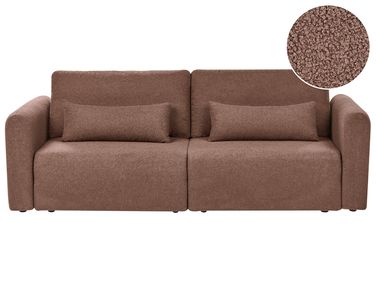 Sofa Bed 3 Seater VAXHOLM Boucle Brown with Storage