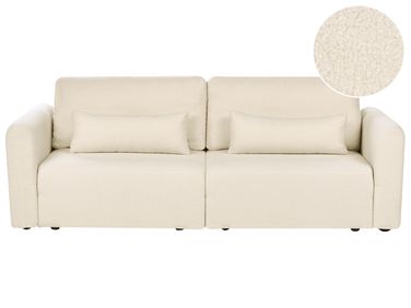Sofa Bed 3 Seater VAXHOLM Boucle Off-White with Storage