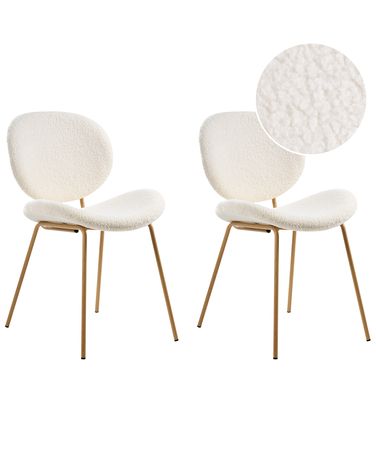 Set of 2 Dining Chairs LUANA Boucle White