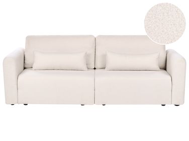 Sofa Bed 3 Seater VAXHOLM Boucle Light Beige with Storage