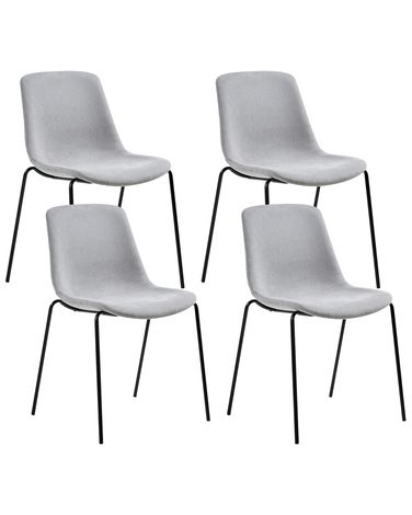 Set of 4 Dining Chairs TILLER Fabric Grey