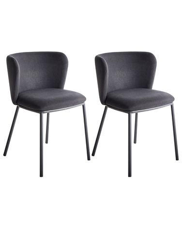 Set of 2 Dining Chairs MINA Fabric Black
