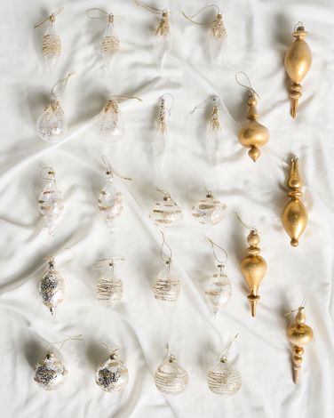 Set van 25 kerstballen ICICLE Glas Transparant/goud