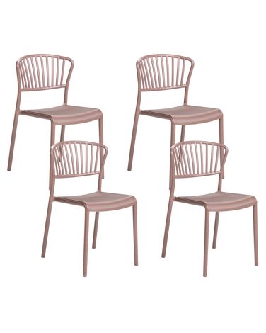 Set of 4 Garden Chairs GELA Brown