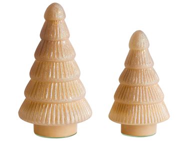 Set van 2 figuren FLAREN Kerstboom 20/25 cm Beige