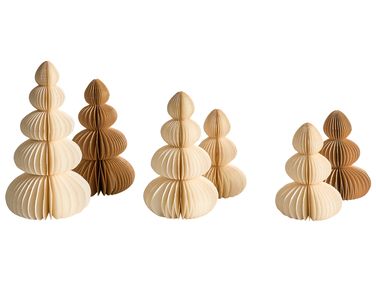 Set van 6 kerstdecoraties RANELVA Kerstboom 14/19/25 cm Bruin/beige