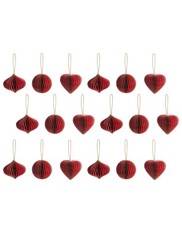 Set van 18 kerstornamenten SUSA Papier Rood