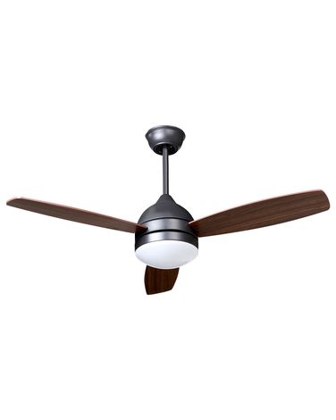 Ventilateur de plafond avec lampe MANSALA Avec télécommande LED Marron foncé