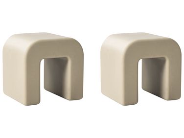 Set van 2 bijzettafels MOZIA Beige Olijfgroen