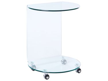 Table d'appoint MINTO Verre de sécurité Transparent avec roues