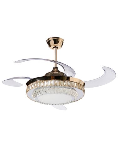 Ventilateur de plafond avec lampe ASHLEY Avec télécommande Doré