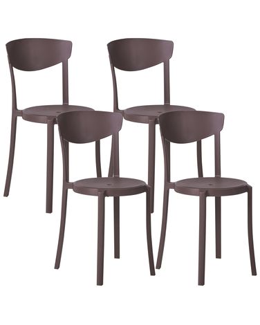 Set of 4 Garden Chairs VIESTE Brown