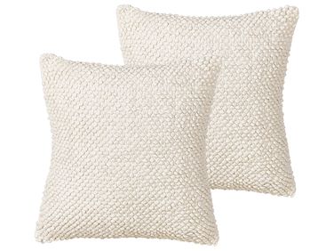 Set van 2 sierkussens JOARA Katoen 45 x 45 cm Lichtbeige effen