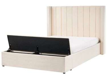 Waterbed with Storage Bench Velvet NOYERS 140 x 200 cm (EU Double) Off-White