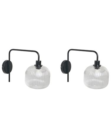 Set van 2 wandlampen COMAPALA Metaal Zwart
