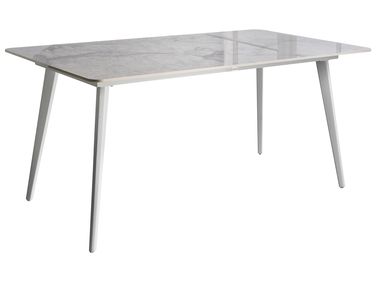 Table de salle à manger de jardin RODALLO 160 cm 90 cm Pierre Marbre blanc