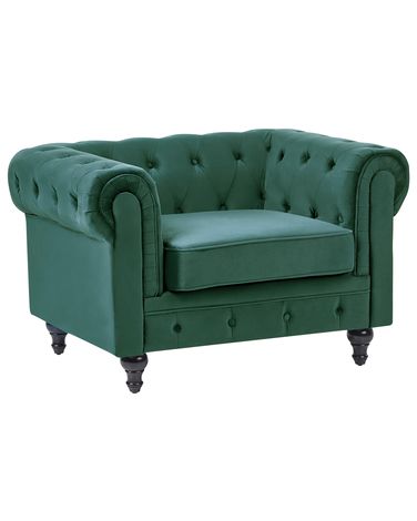 Armchair CHESTERFIELD Velvet Emerald Green