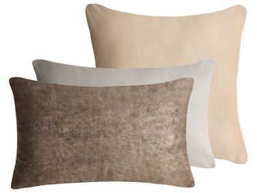 Set of 3 Decorative Cushions VATICA Velvet 30 x 50 cm 45 x 45 cm Multicolour Solid