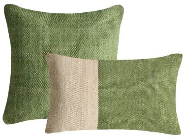 Set van 2 sierkussens ANISOPTERA Katoen 30 x 50 cm 45 x 45 cm Groen effen