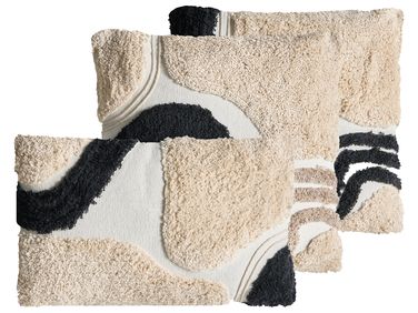 Set van 3 sierkussens ALSTONIA Katoen 30 x 50 cm 45 x 45 cm Zwart abstract patroon