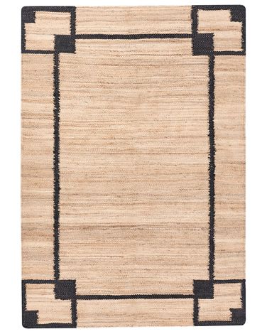 Vloerkleed GONDIA Zwart/beige 160 x 230 cm Jute