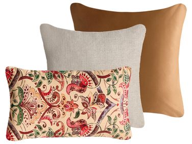 Set van 3 sierkussens DYERA Katoen 30 x 50 cm 45 x 45 cm Meerkleurig bloempatroon