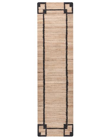 Vloerkleed GONDIA Zwart/beige 80 x 300 cm Jute