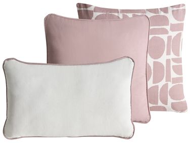 Set van 3 sierkussens PENTACE Katoen 30 x 50 cm 45 x 45 cm Roze effen