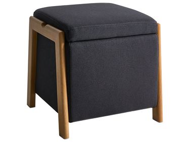 Storage Pouffe EDLAND Fabric 45 cm 43 cm Black